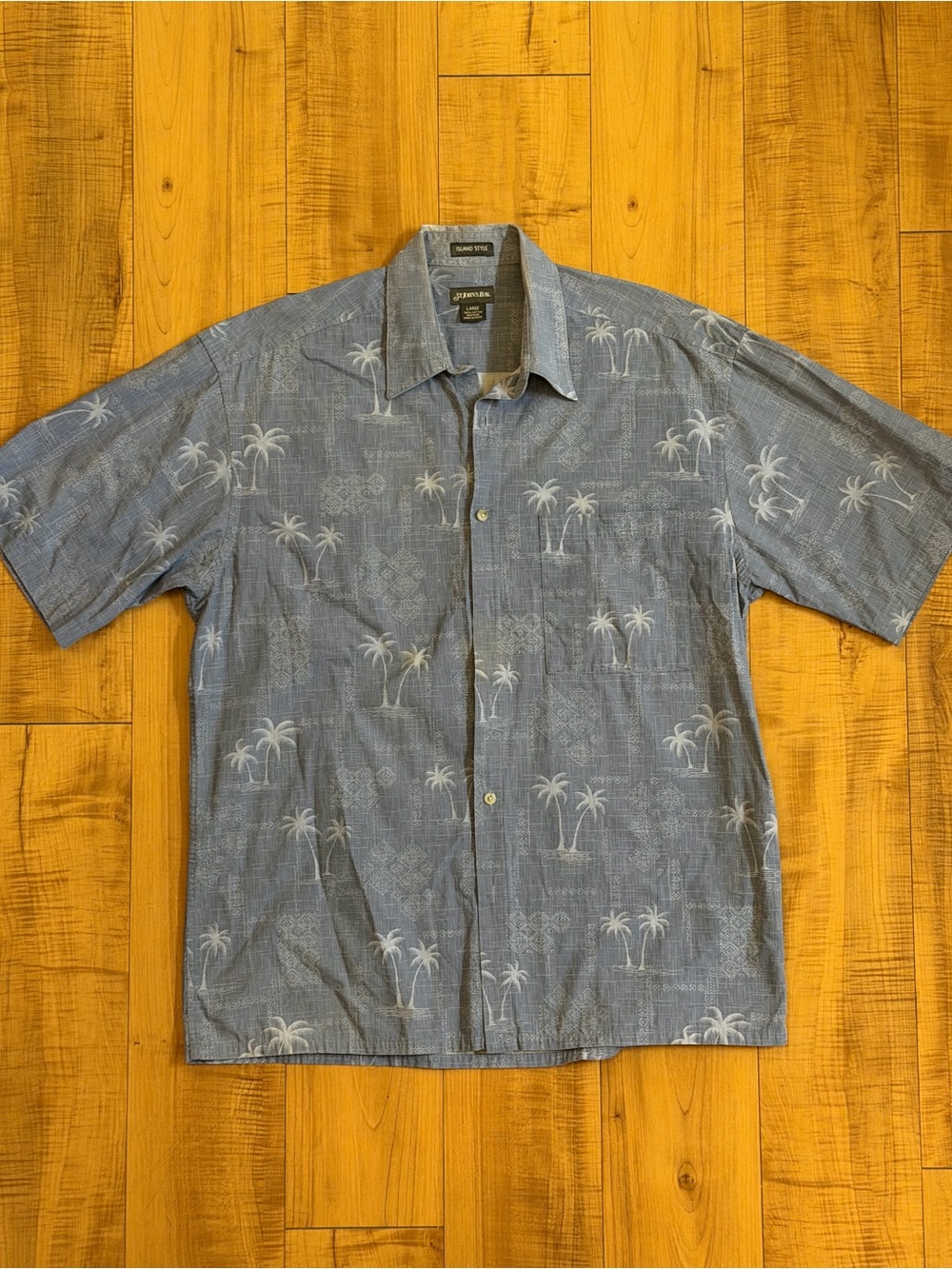 St. John’s Bay Island Style Men’s Large Palm Tree Hawaiian Shirt 100% Cotton